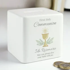 Kids Card Factory Personalised First Holy Communion Ceramic Square Money Box