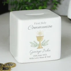 Kids Card Factory Personalised First Holy Communion Ceramic Square Money Box