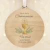 Kids Card Factory Personalised First Holy Communion Round Wooden Decoration