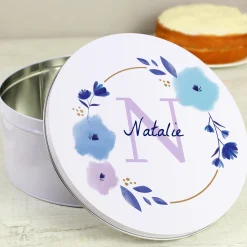 Card Factory Personalised Floral Initial Cake Tin