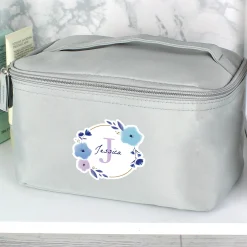 Card Factory Personalised Floral Initial Grey Make Up Case