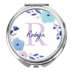 Hot Personalised Floral Initial Compact Mirror Personalised Jewellery And Keepsakes|Jewellery & Keepsakes