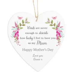 Online Personalised Floral Wooden Heart Plaque - Mum Personalised Canvas & Wall Art|Photo Prints & Wall Art