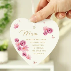 Card Factory Personalised Floral Wooden Heart
