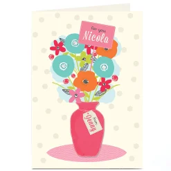 Card Factory Personalised For You Card - Flowers In Pink Vase