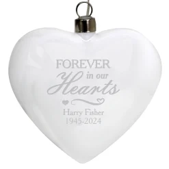 Best Personalised Forever In Our Hearts LED Hanging Glass Heart Jewellery & Keepsakes|Memorial Gifts