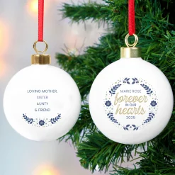 Card Factory Personalised Forever In Our Hearts Ceramic Christmas Bauble