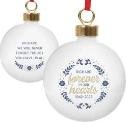 Card Factory Personalised Forever In Our Hearts Ceramic Christmas Bauble