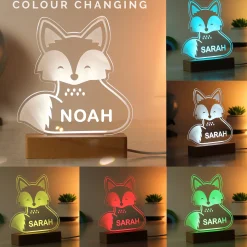 Online Personalised Fox Wooden Based LED Light Kids Personalised Canvas & Wall Art|Photo Prints & Wall Art