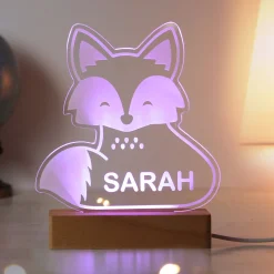 Online Personalised Fox Wooden Based LED Light Kids Personalised Canvas & Wall Art|Photo Prints & Wall Art