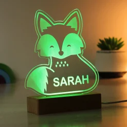 Online Personalised Fox Wooden Based LED Light Kids Personalised Canvas & Wall Art|Photo Prints & Wall Art