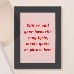 Card Factory Personalised Framed Wall Art - Add Your Own Music Lyrics, Movie Quote or Famous Phrase