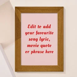 Card Factory Personalised Framed Wall Art - Add Your Own Music Lyrics, Movie Quote or Famous Phrase