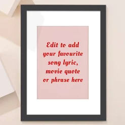 Card Factory Personalised Framed Wall Art - Add Your Own Music Lyrics, Movie Quote or Famous Phrase