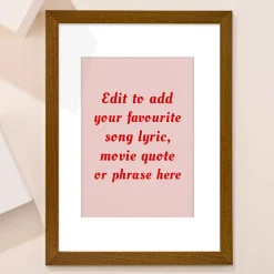 Card Factory Personalised Framed Wall Art - Add Your Own Music Lyrics, Movie Quote or Famous Phrase