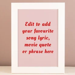 Card Factory Personalised Framed Wall Art - Add Your Own Music Lyrics, Movie Quote or Famous Phrase