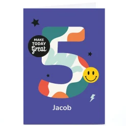 Discount Personalised Frances Wilson 5th Birthday Card - Make Today Great Kids For Son|For Grandson