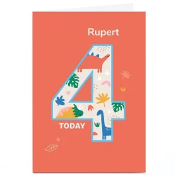 Discount Personalised Frances Wilson 4th Birthday Card - Dinosaurs Kids For Daughter|Daughter