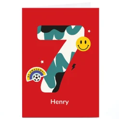 Hot Personalised Frances Wilson 7th Birthday Card - Be Awesome! Kids For Son|For Grandson