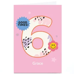 Kids Card Factory Personalised Frances Wilson 6th Birthday Card - Good Times Pink