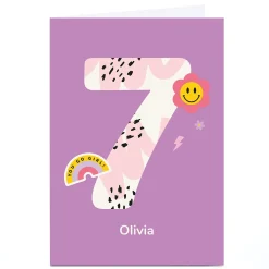 Discount Personalised Frances Wilson 7th Birthday Card - You Go Girl! Kids For Granddaughter|For Daughter