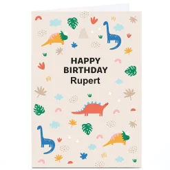 Kids Card Factory Personalised Frances Wilson Birthday Card - Dinosaurs