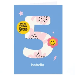 Personalised Frances Wilson 5th Birthday Card - Make Today Great Any Name Kids For Granddaughter|Granddaughter