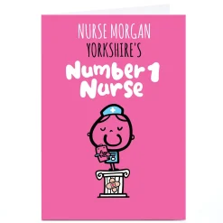 Card Factory Personalised Fruitloops Card - No.1 Nurse Pink