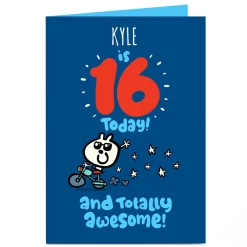 Online Personalised Fruitloops 16th Birthday Card - Awesome, Blue For Son|For Nephew