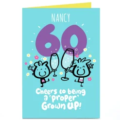 New Personalised Fruitloops 60th Birthday Card - A 'Proper' Grown Up! For Wife|For Sister