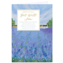 Card Factory Personalised Get Well Soon Card - Lavender Meadow