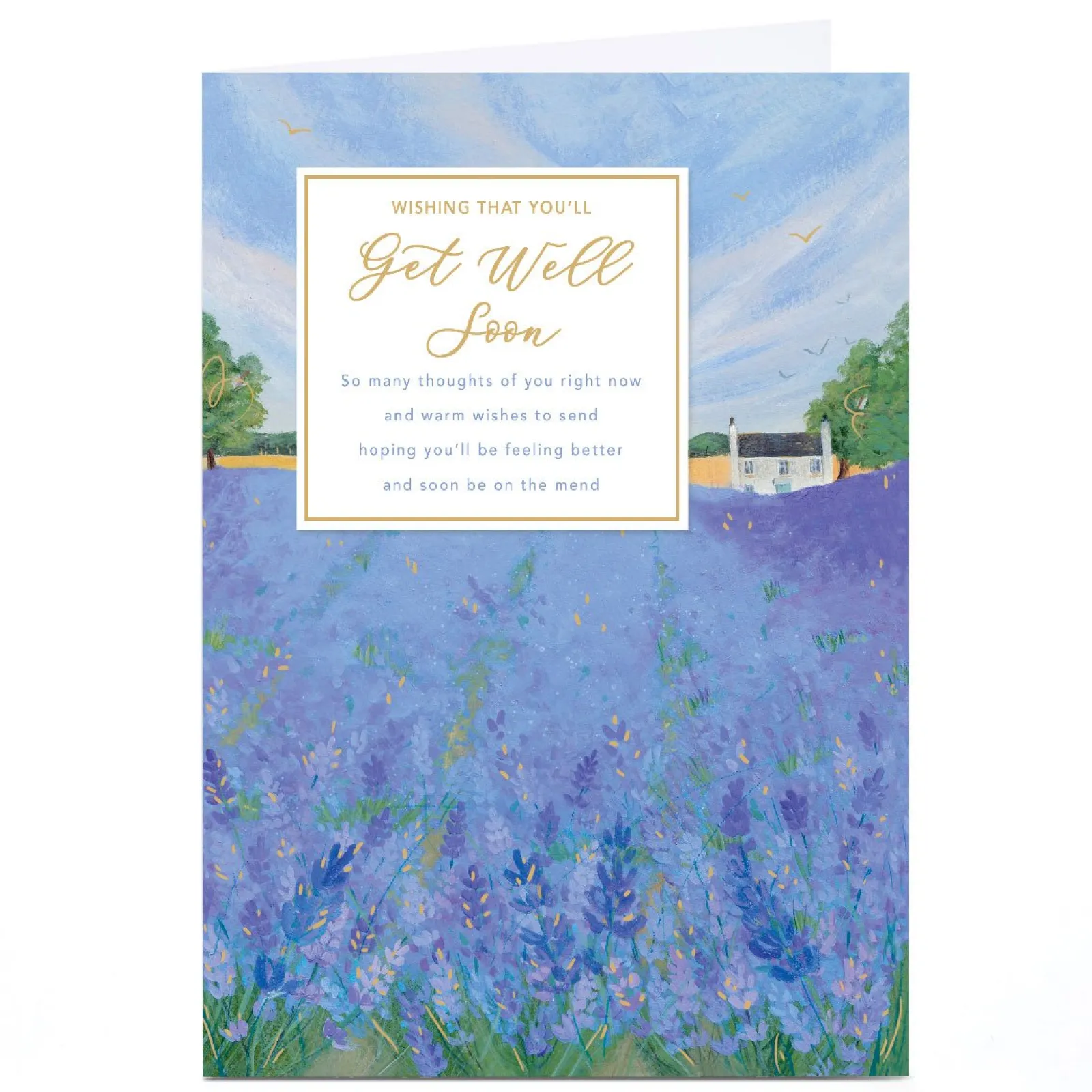 Card Factory Personalised Get Well Soon Card - Lavender Meadow