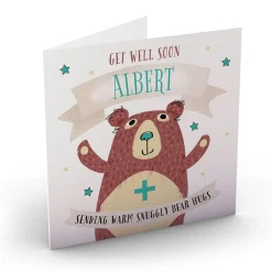 Card Factory Personalised Get Well Soon Card - Bear Hugs