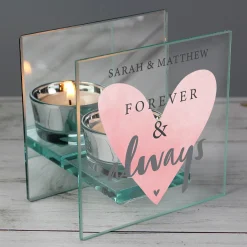 Online Personalised Glass Square Candle Holder - Forever & Always Jewellery & Keepsakes|Glassware