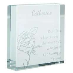 Card Factory Personalised Glass Token - Love Is Like a Rose