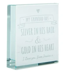 New Personalised Glass Token - Grandad, Silver And Gold Personalised Jewellery And Keepsakes|Jewellery & Keepsakes