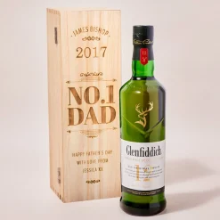 Card Factory Personalised Glenfiddich Wooden Whisky Gift Box - No1 Dad