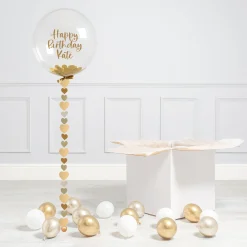Card Factory Personalised Gold Heart Confetti Bubblegum Balloon & Minis - DELIVERED INFLATED!