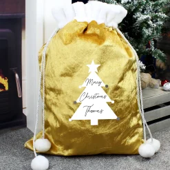 New Personalised Gold Pom-Pom Christmas Tree Sack Kids Gifts For Kids|Gifts For Him