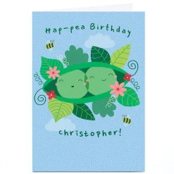 Personalised Hannah Steele Birthday Card - Hap-pea Birthday|For Him