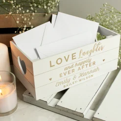 New Personalised Happily Ever After Wooden Crate Personalised Jewellery And Keepsakes|Jewellery & Keepsakes