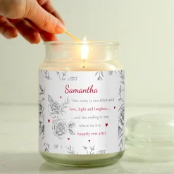 Online Personalised Happily Ever After Vanilla Candle Jar Scented Candles|Gifts For Her