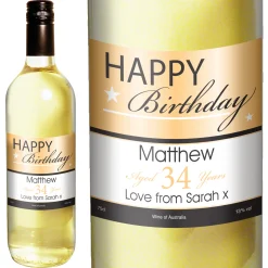 Personalised Happy Birthday White Wine 75cl 30Th Birthday|Gifts For Him
