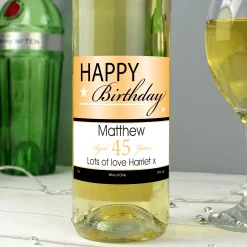 Personalised Happy Birthday White Wine 75cl 30Th Birthday|Gifts For Him