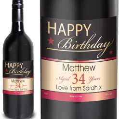 Card Factory Personalised Happy Birthday Red Wine 75cl