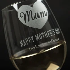 Card Factory Personalised Happy Mother's Day Heart Wine Glass
