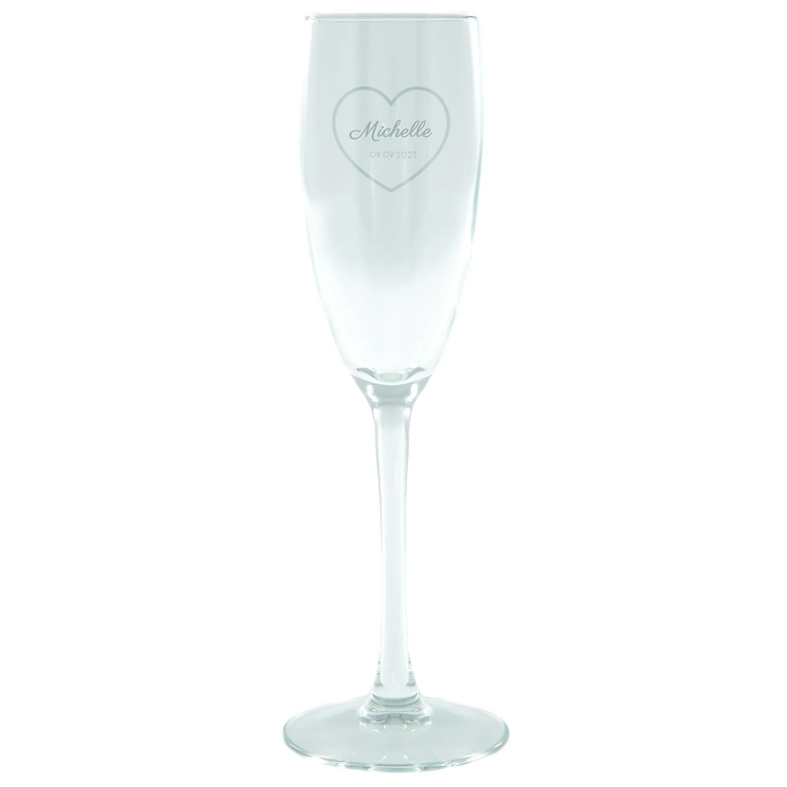 Hot Personalised Heart Champagne Glass - Any Name & Date Personalised Glasses|Glassware