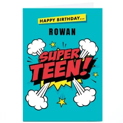 Kids Card Factory Personalised Hello Munki Birthday Card - Blue Super Teen