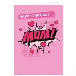 Card Factory Personalised Hello Munki Birthday Card - Mum, Comic Book