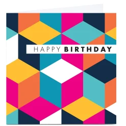 Online Personalised Hello Munki Birthday Card - Colourful Cubes For Everyone|Birthday